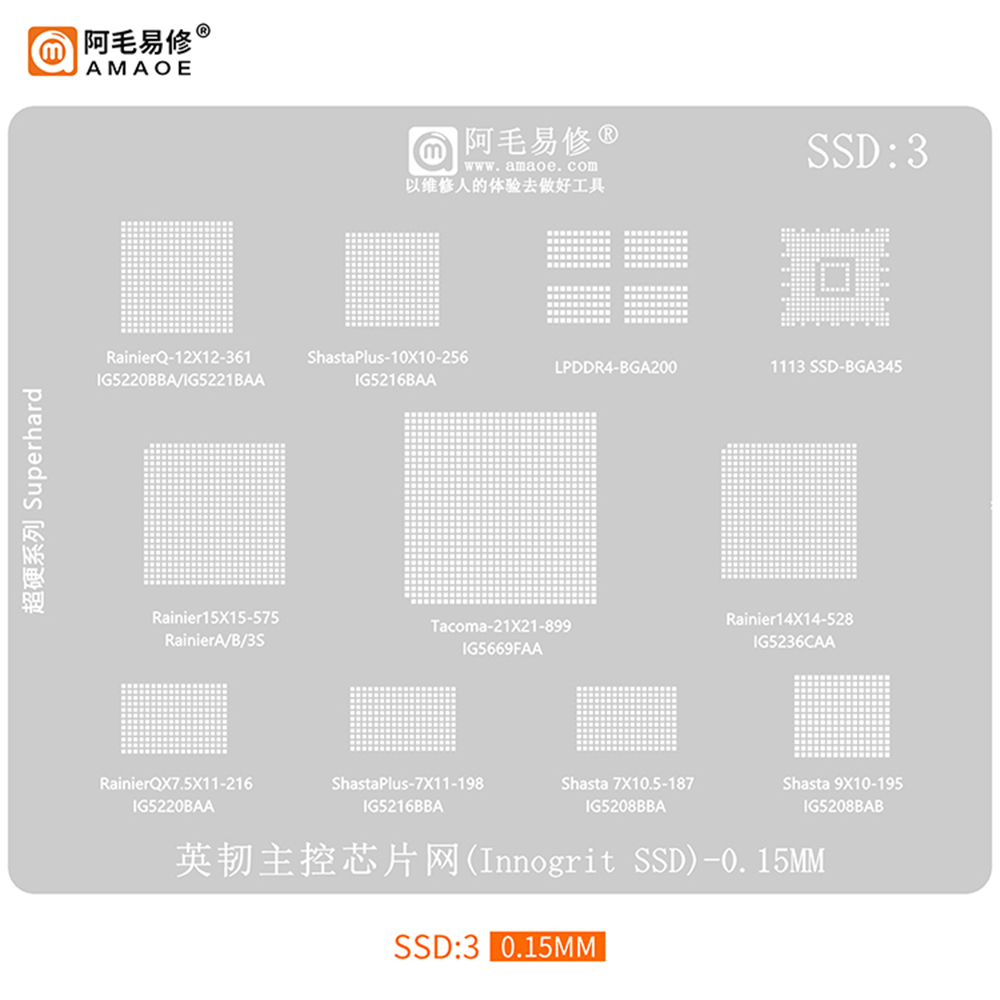 AMAOE SSD Reballing Stencil SS - огляд і ціна Ddr2 Ram